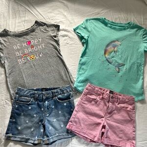 GAP kids Graphic tees and denim shorts sets